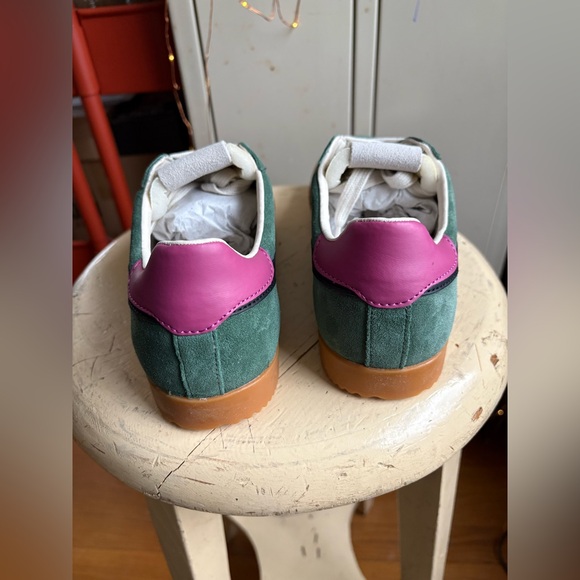 Gola Women's Elan Leather Sneaker Evergreen/Black/Fuchsia - Picture 12 of 16